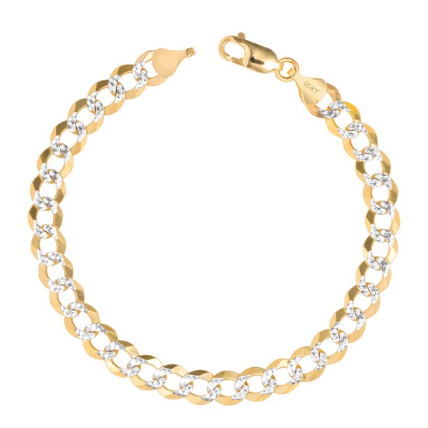 14K 13mm Diamond Cut Curb Bracelet | Sparkling Jewelry