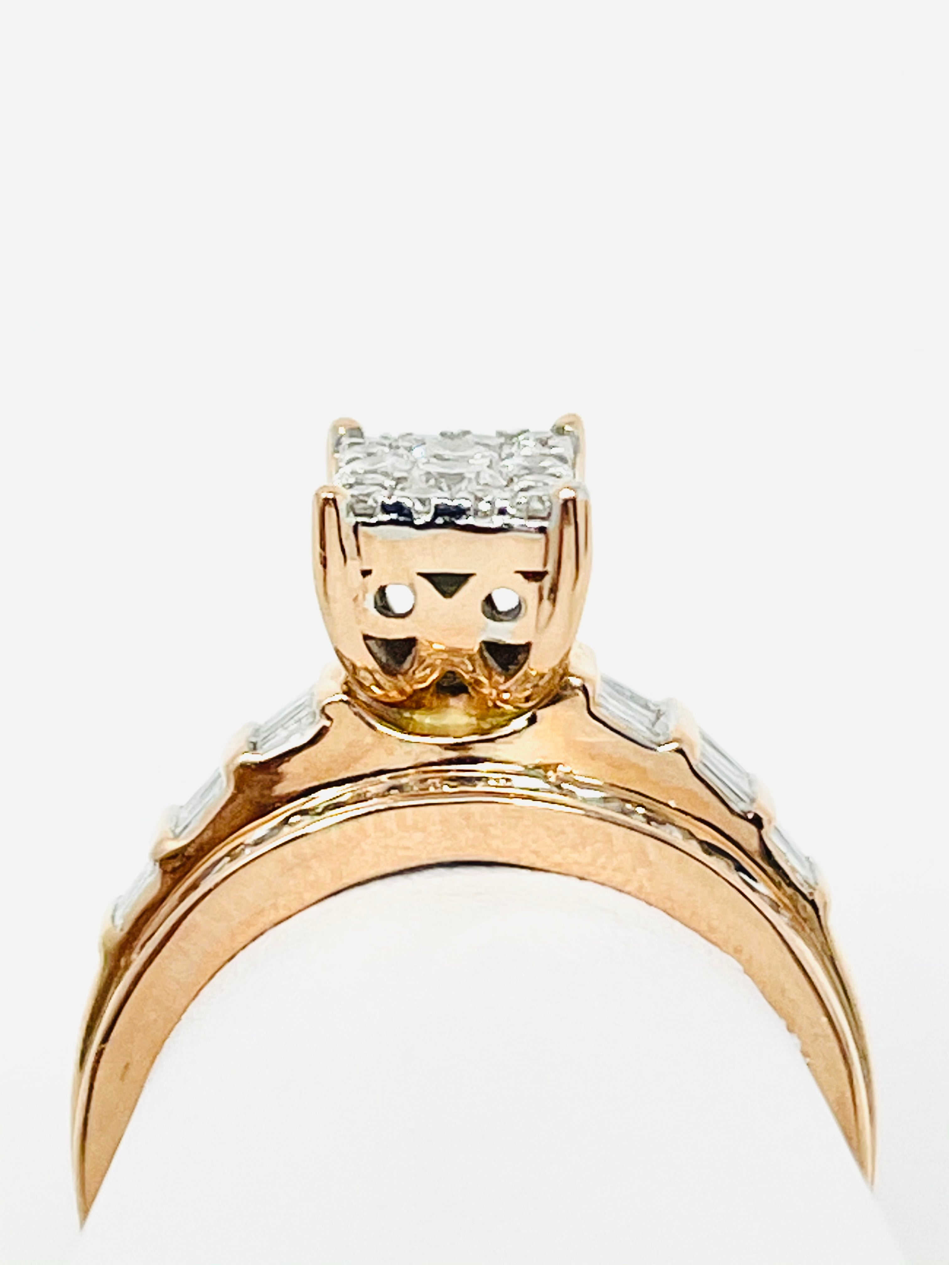10K Rose Gold Princess Square Diamond Cluster Bridal Wedding Engagement Ring 2Ct