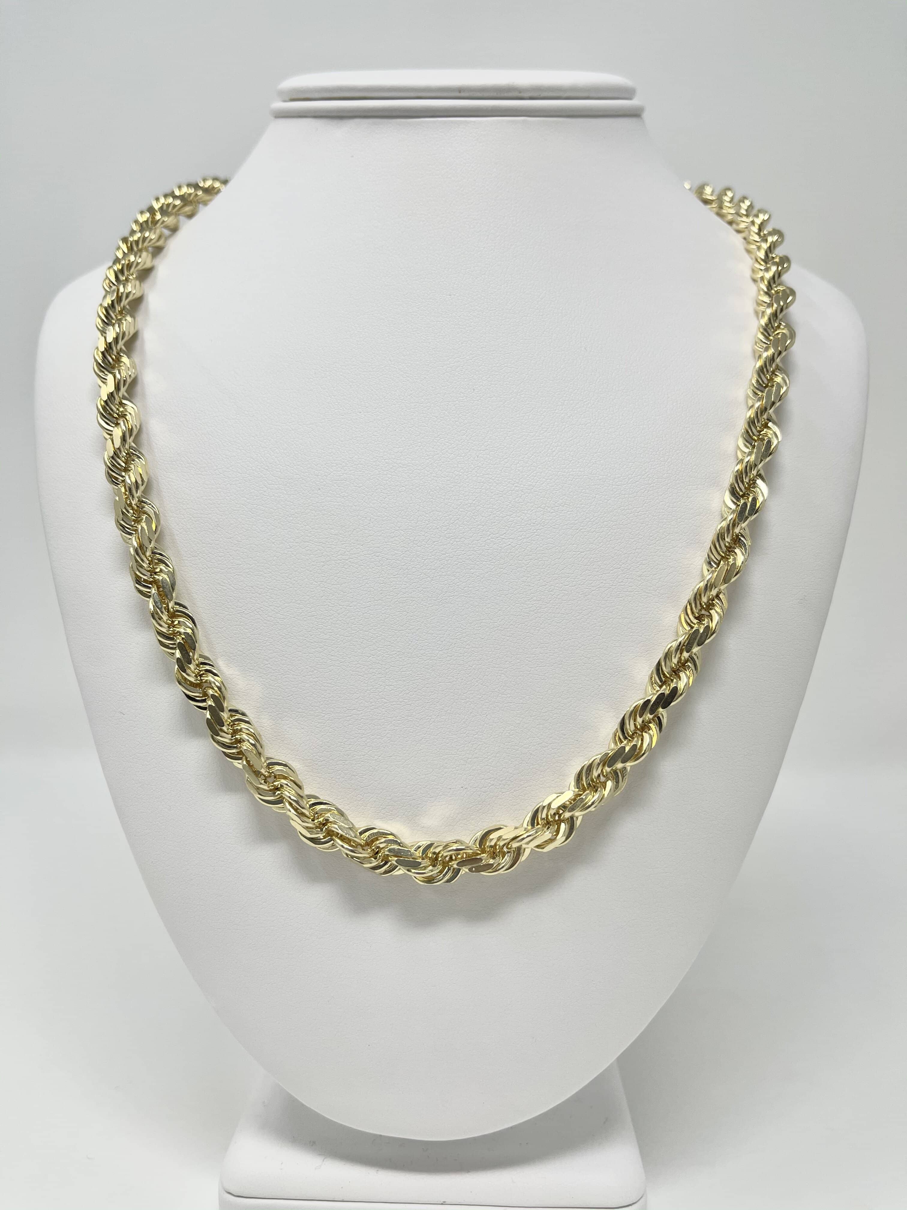 Solid Gold 5mm 22 Inch Rope Chain 10k Real Gold Rope Chain For Men