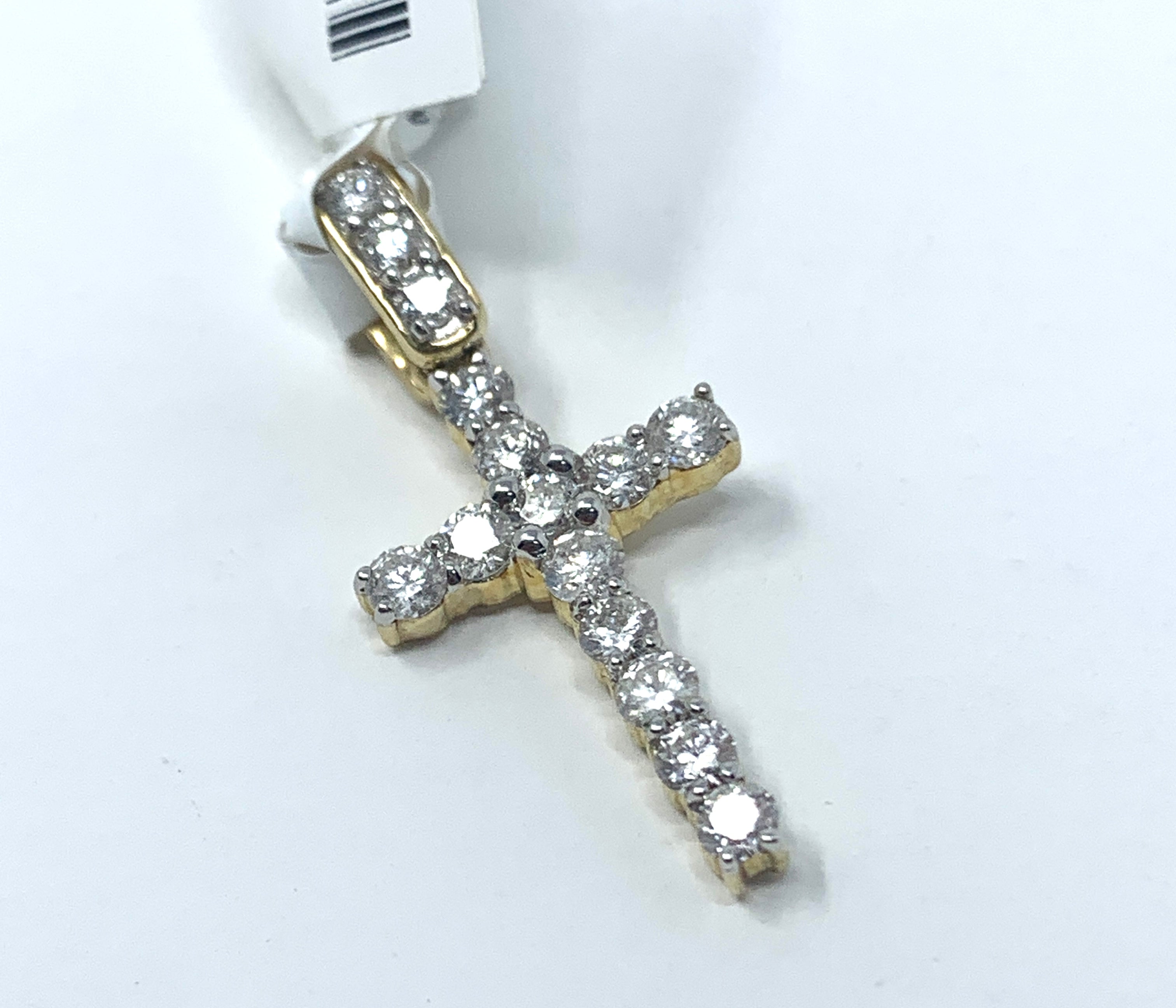 10K 0.75CT Yellow Gold Cross Pendant Charm - Elegant Symbol