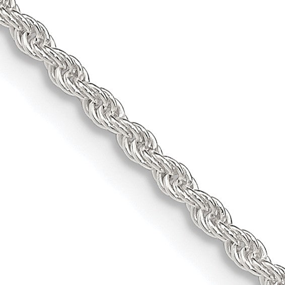 1.85mm 925 Sterling Silver Solid Diamond Cut Rope Chain