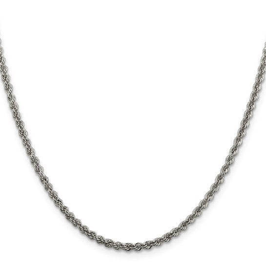 2.5mm 925 Sterling Silver Solid Diamond Cut Rope Chain