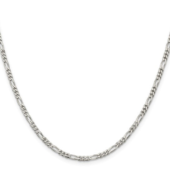 2.85mm 925 Sterling Silver Solid Figaro Chain