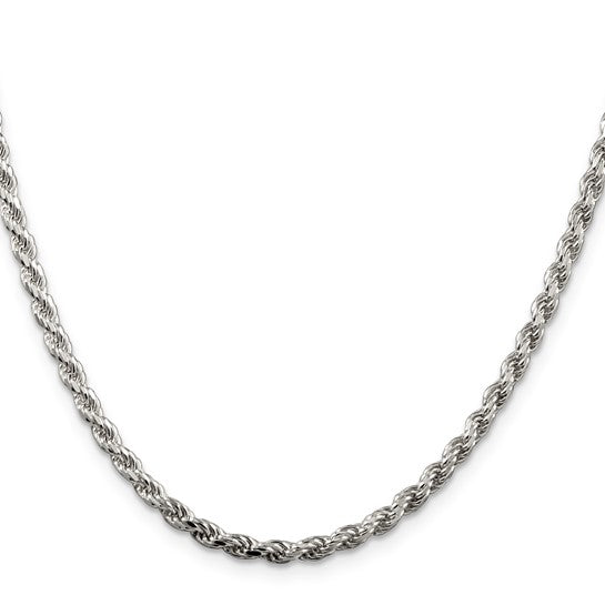 3.2mm 925 Sterling Silver Solid Diamond Cut Rope Chain