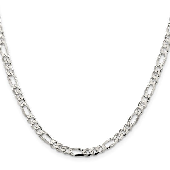 4.5mm 925 Sterling Silver Solid Figaro Chain