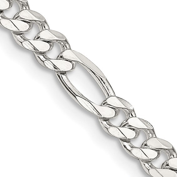 4.5mm 925 Sterling Silver Solid Figaro Chain
