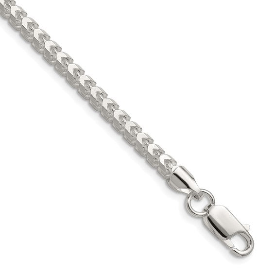 4mm 925 Sterling Silver Diamond Cut Solid Franco Chain