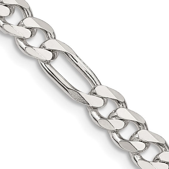 5.5mm 925 Sterling Silver Solid Figaro Chain