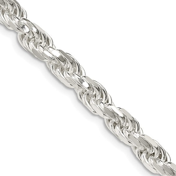 5.25mm 925 Sterling Silver Solid Diamond Cut Rope Chain