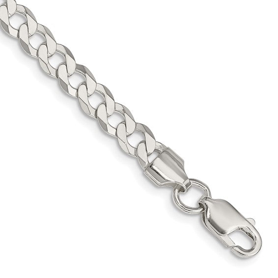 5.75mm Sterling Silver Solid Curb/Cuban Bracelet