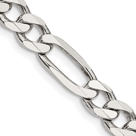 6.75mm 925 Sterling Silver Solid Figaro Chain