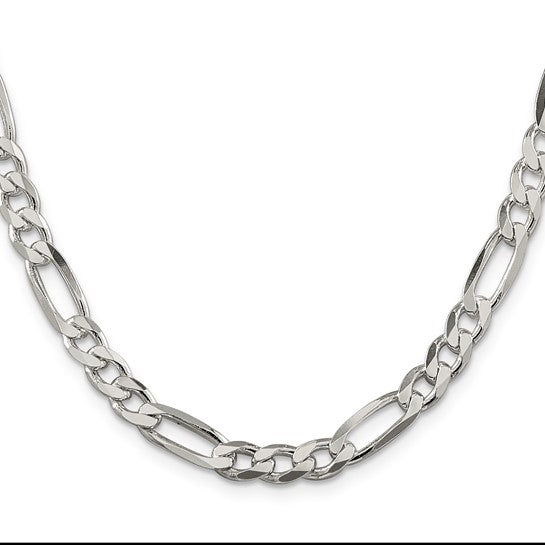 6.75mm 925 Sterling Silver Solid Figaro Chain