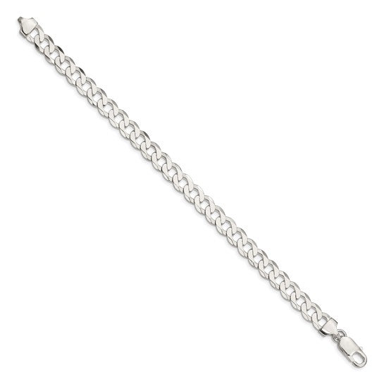 7.5mm Sterling Silver Solid Curb/Cuban Bracelet