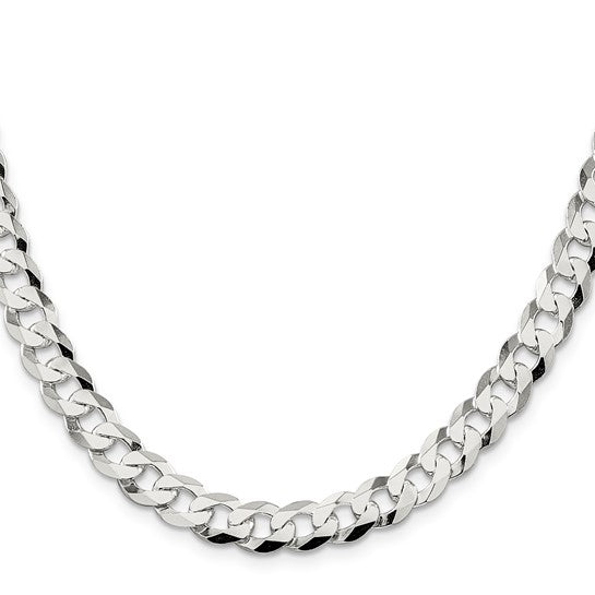 8.5mm 925 Sterling Silver Solid Curb Link Chain