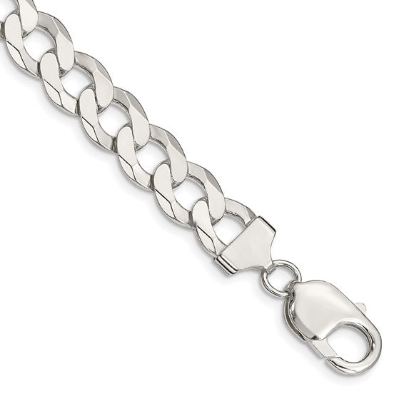 9.75mm Sterling Silver Solid Curb/Cuban Bracelet