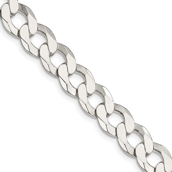 9.75mm 925 Sterling Silver Solid Curb Link Chain