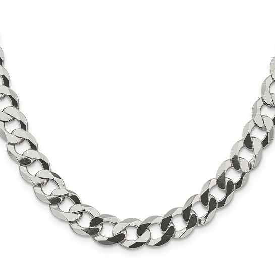 9.75mm 925 Sterling Silver Solid Curb Link Chain
