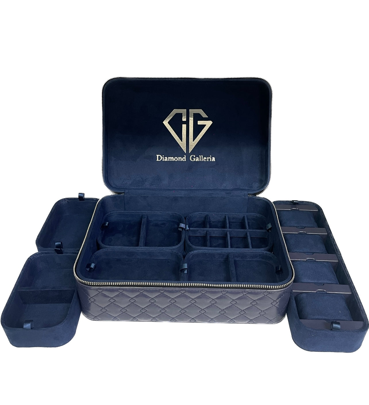 Diamond Galleria Suede WORLD TRAVELER JEWELRY CASE Tier