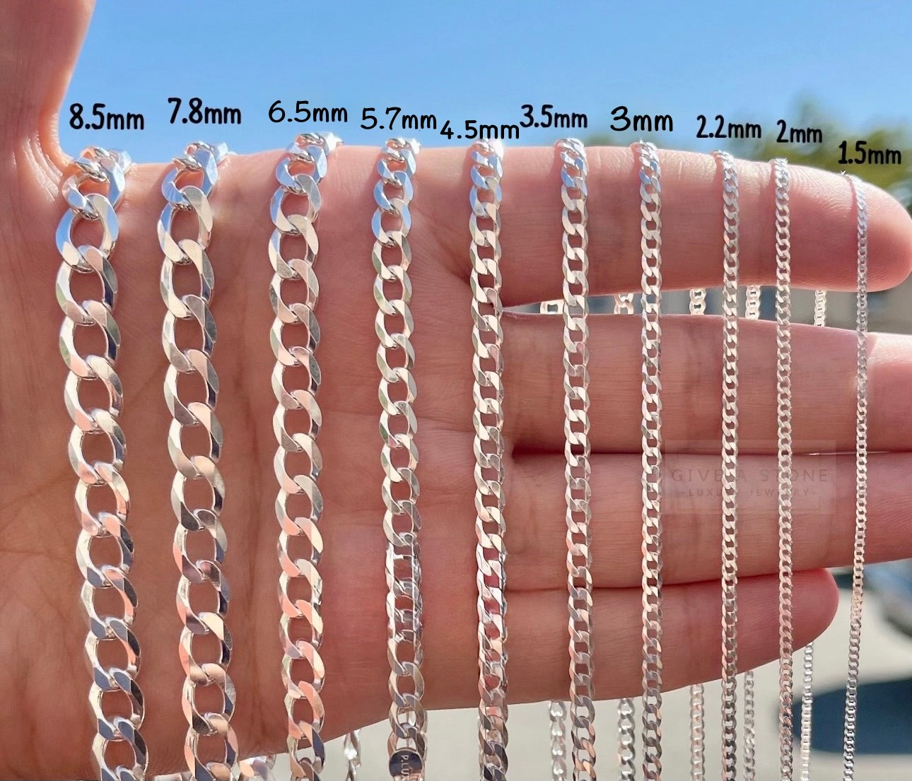 8.5mm Sterling Silver Solid Curb/Cuban Bracelet