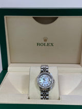 [CUSTOMIAZBLE] LADIES ROLEX 26MM STAINLESS STEEL PRE-OWNED 3CT BEZEL
