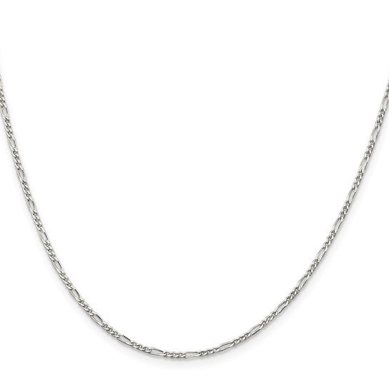 1.75mm 925 Sterling Silver Solid Figaro Chain