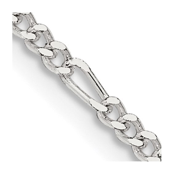 2.25mm 925 Sterling Silver Solid Figaro Chain
