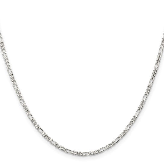 2.25mm 925 Sterling Silver Solid Figaro Chain