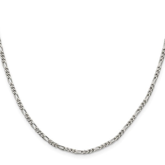 2.5mm 925 Sterling Silver Solid Figaro Chain