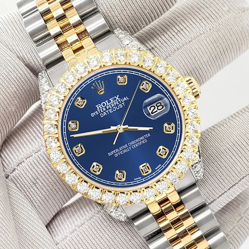 [CUSTOMIAZBLE] LADIES ROLEX 26MM TWO-TONE PRE-OWNED DIAMOND BEZEL 3CT