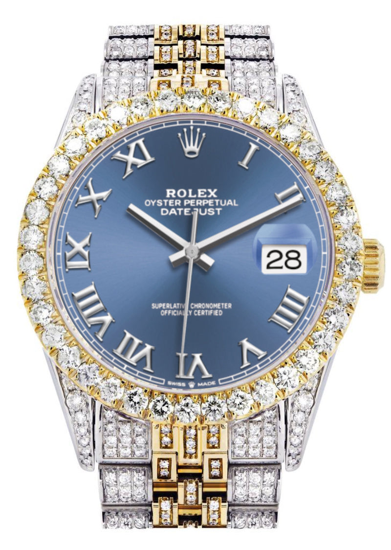 [Customizable] Pre-Owned Iced Out Rolex Datejust 36mm Two Tone 11 Carat