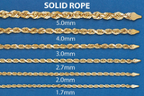14K 1mm Solid Rope Bracelet