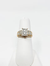 10K Rose Gold Princess Square Diamond Cluster Bridal Wedding Engagement Ring 1.5Ct
