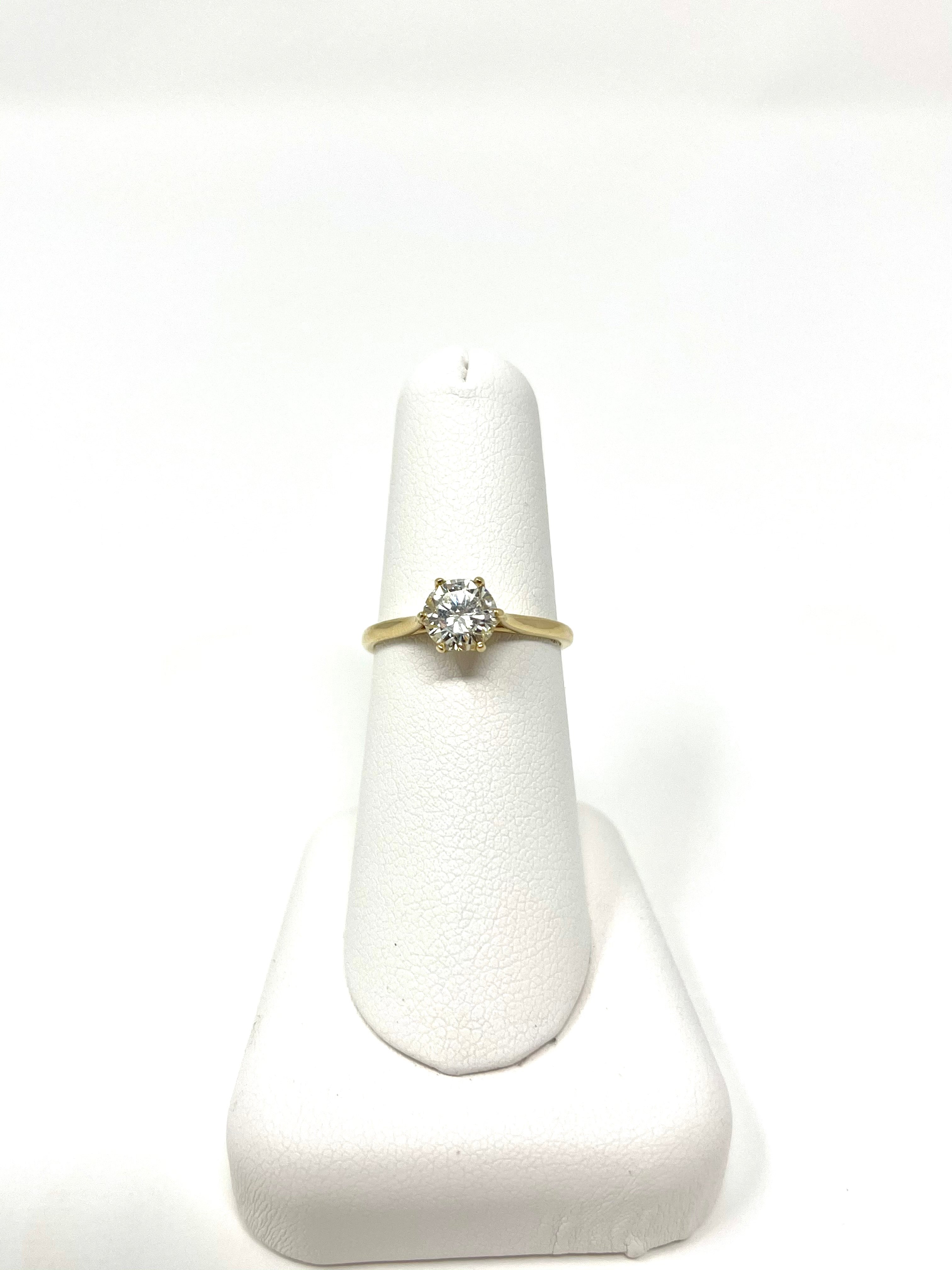 Anillo de compromiso de boda con diamante solitario de 1 quilate de oro amarillo de 14 quilates 