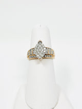 Anillo de compromiso de boda nupcial con racimo de diamantes de talla marquesa de oro rosa de 10Q 1 