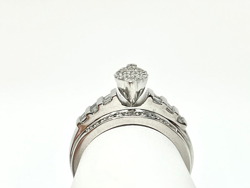 10K White Gold Marquise Diamond Cluster Bridal Wedding Engagement Ring 0.5Ct