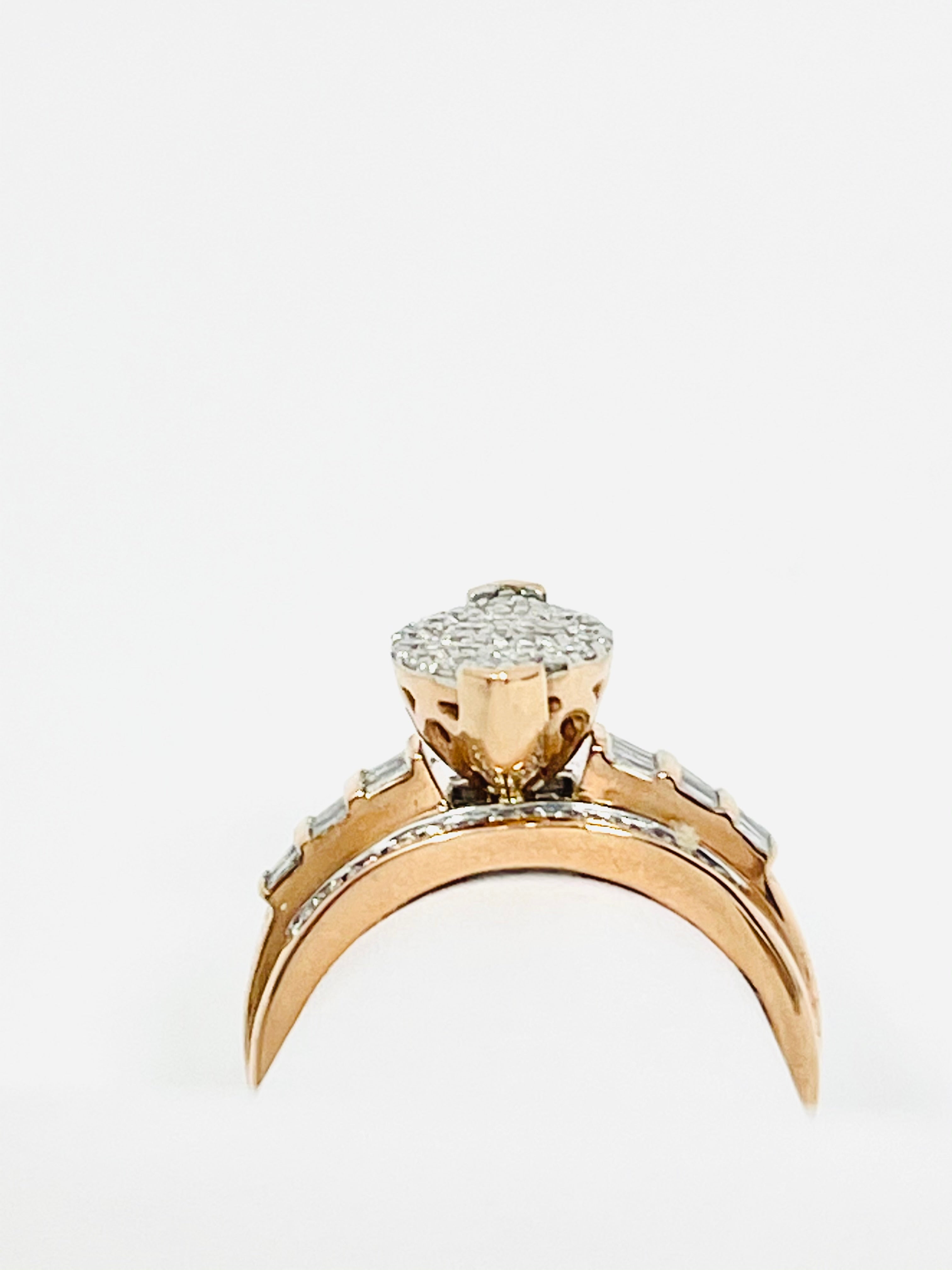 Anillo de compromiso de boda nupcial con racimo de diamantes marquesa de oro rosa de 10 quilates 0.5 