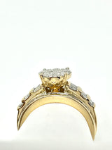 10K Yellow Gold Round Diamond Cluster Bridal Wedding Engagement Ring 2Ct