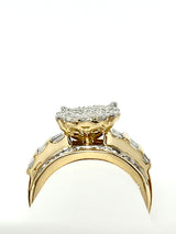 10K Yellow Gold Round Diamond Cluster Bridal Wedding Engagement Ring 1Ct