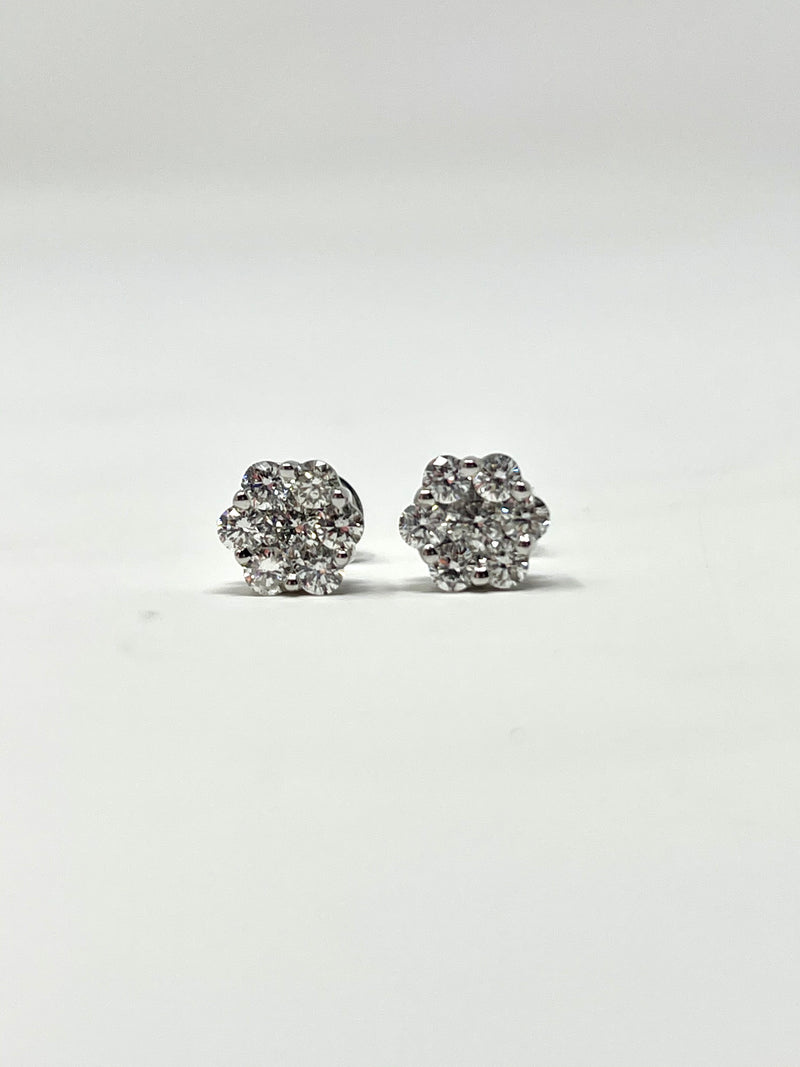 14K White Gold Flower 0.50 Cttw Diamond Earring