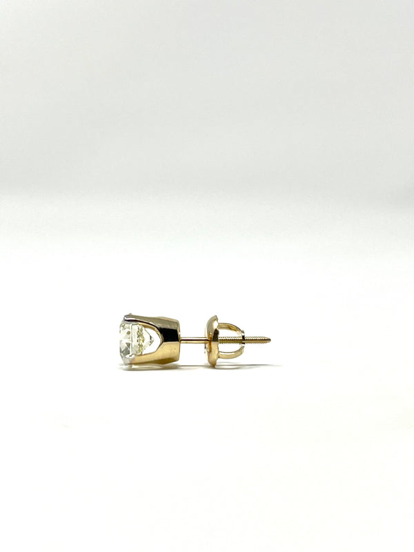 14K Yellow Gold Solitaire 1 Cttw Diamond Earring