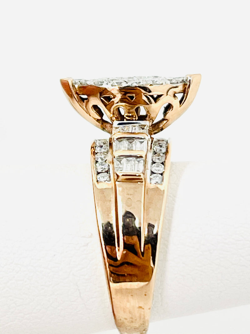 10K Rose Gold Marquise Diamond Cluster Bridal Wedding Engagement Ring 1