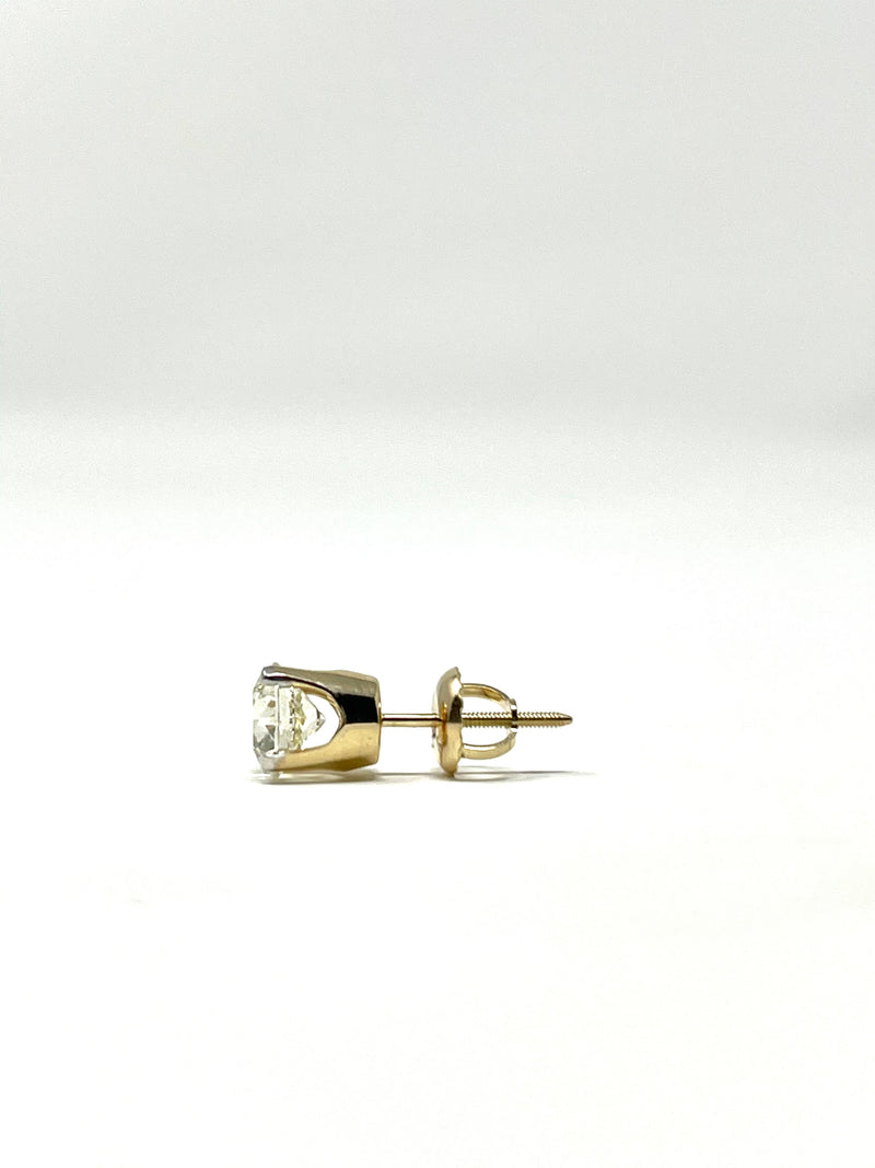 14K Yellow Gold Solitaire 2 Cttw Diamond Earring