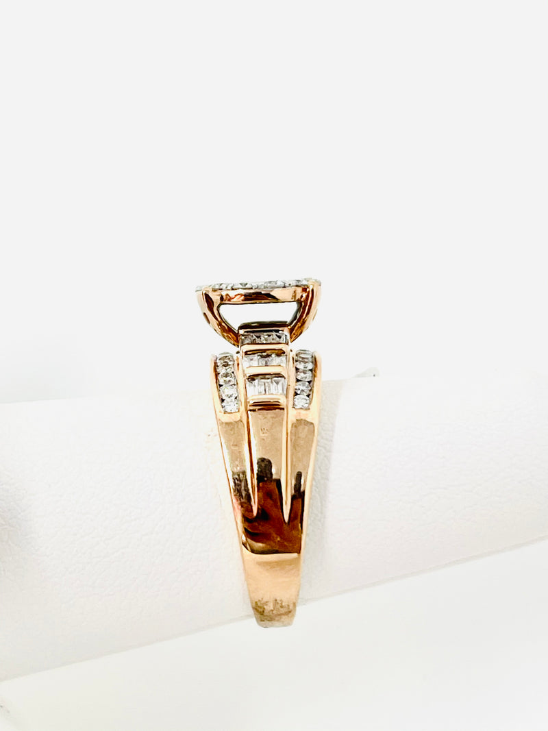 10K Rose Gold Round Diamond Cluster Bridal Wedding Engagement Ring 1.5Ct