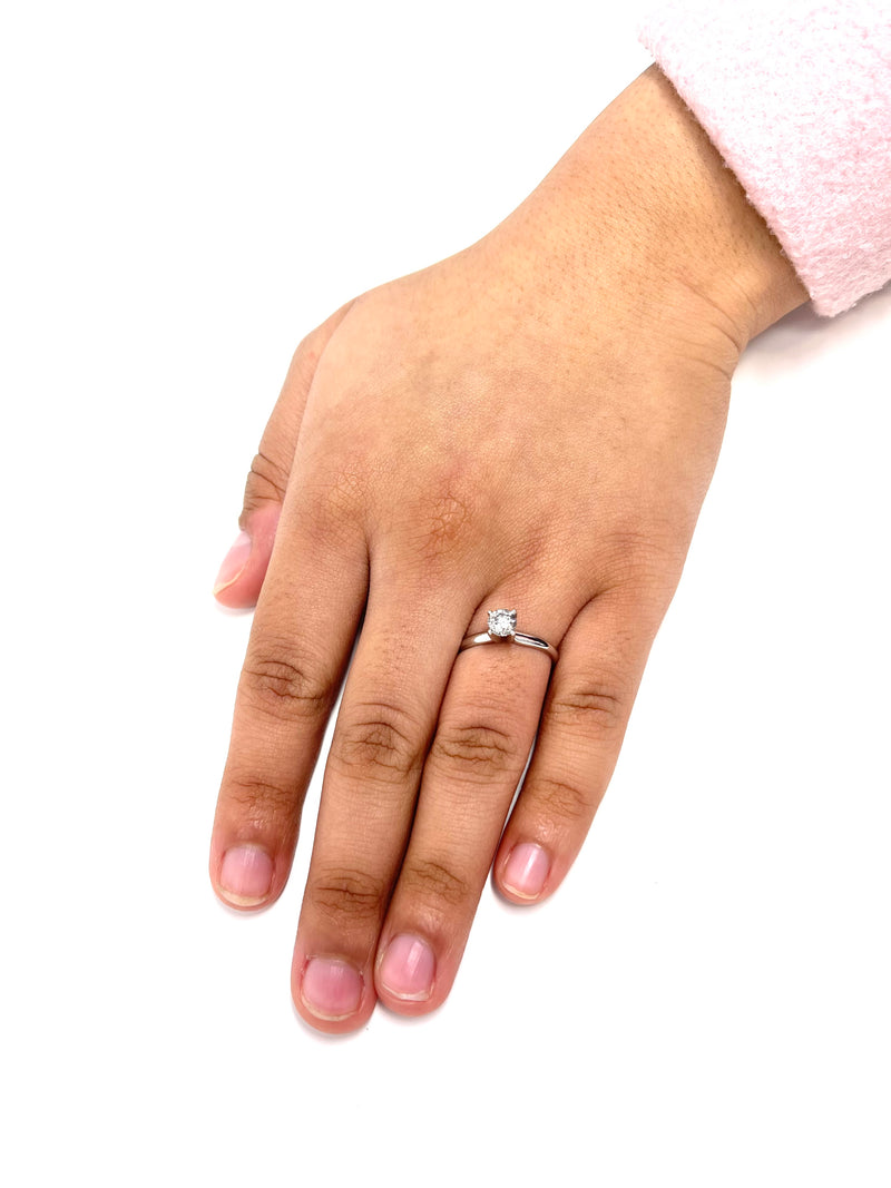 14K White Gold Solitaire 0.25 Cttw Diamond Bridal Wedding Engagement Ring