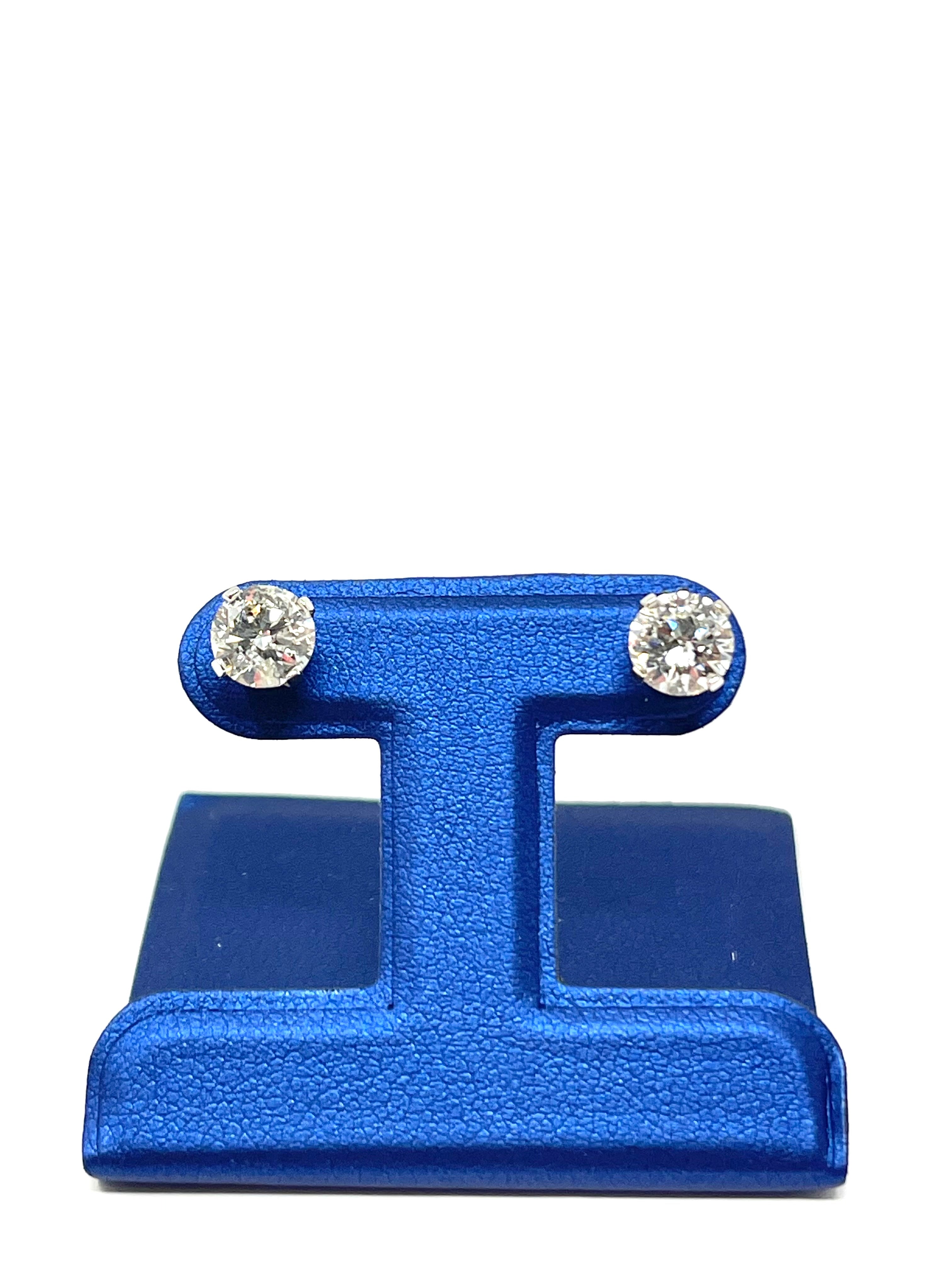 14K White Gold Solitaire 1.5 Cttw Diamond Earring