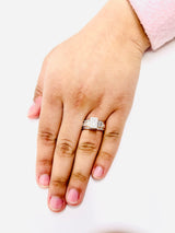 Anillo de compromiso de boda nupcial con racimo de diamantes cuadrados de princesa de oro rosa de 10Q 1 