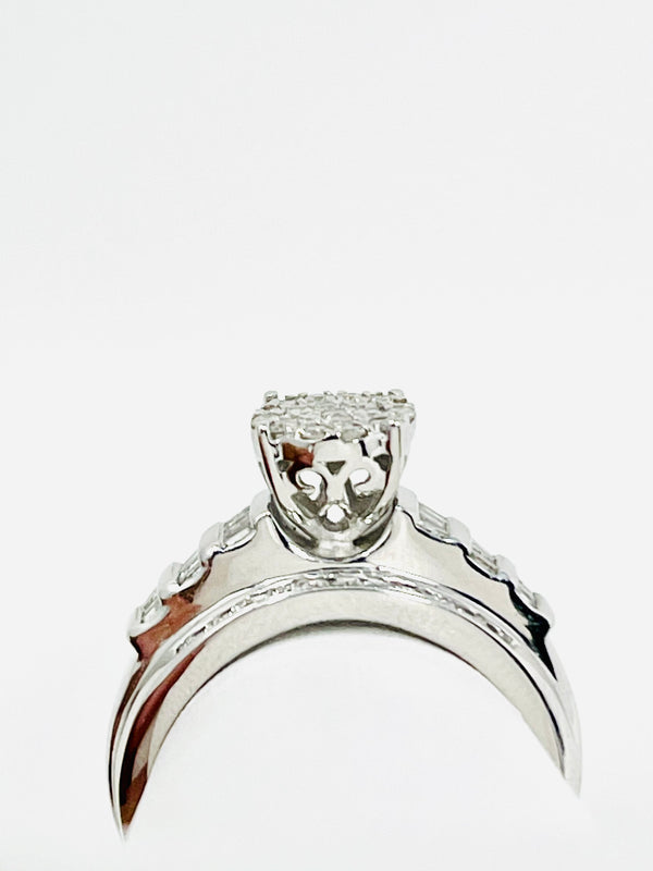 10K White Gold Round Diamond Cluster Bridal Wedding Engagement Ring 0.5Ct