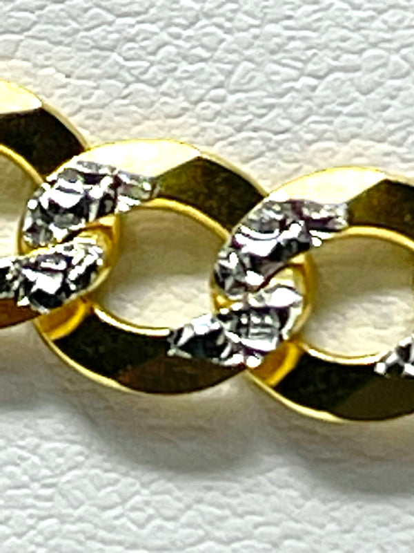 14K 9.5mm Diamond Cut Solid Curb Chain