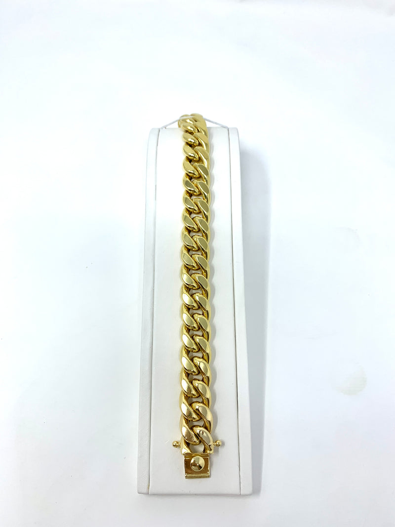 14K 15mm Semi-Solid Miami Cuban Bracelet