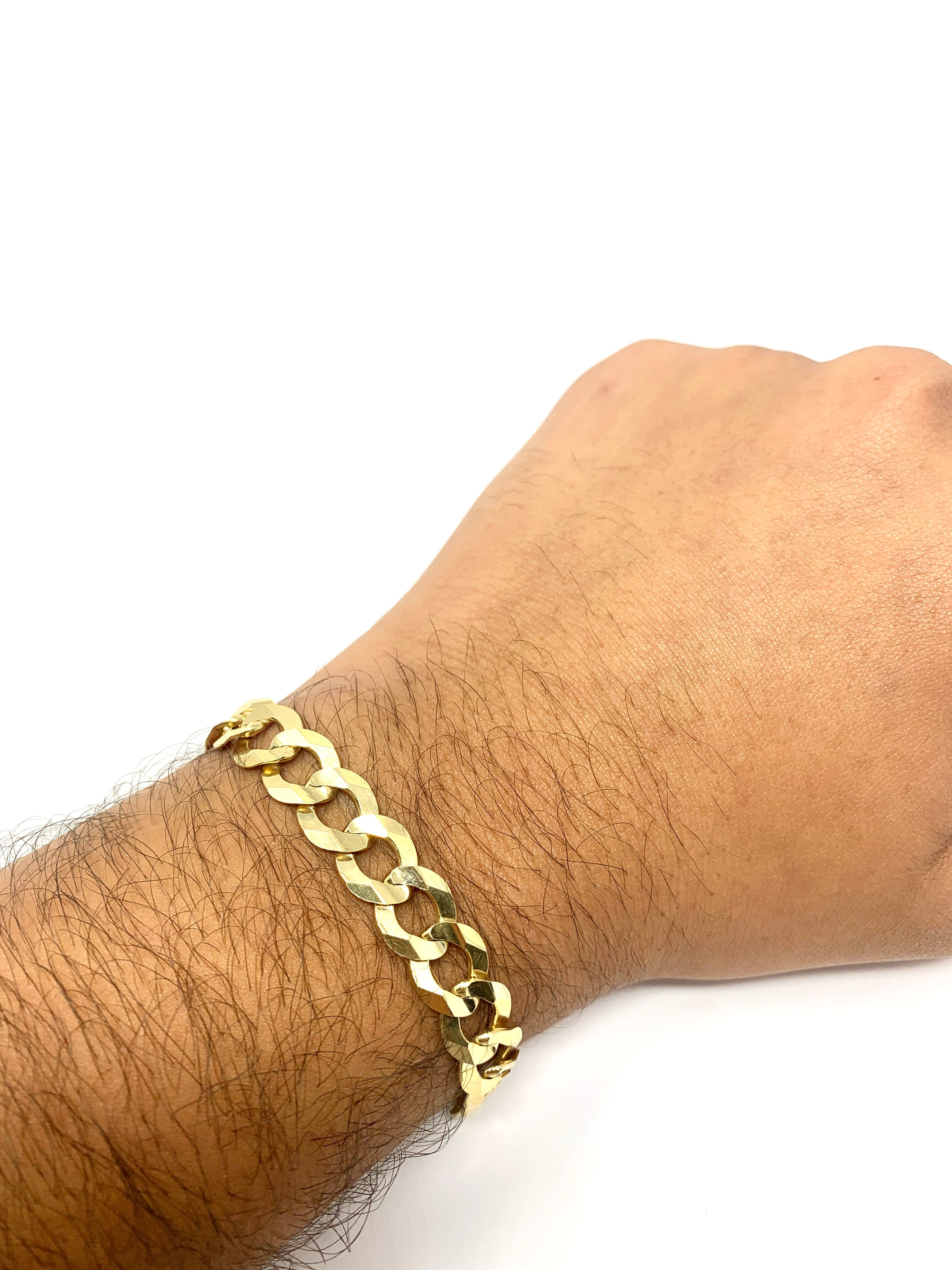 10K 9.5MM Solid Curb Link Bracelet | Stylish Gold Jewelry
